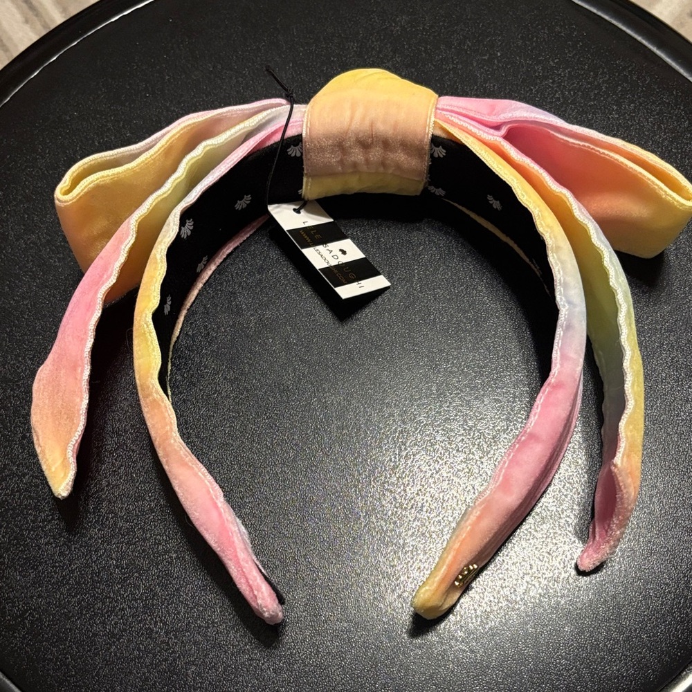 Lele Sadoughi Velvet Shirley Headband Apricot Ombre Velvet Bow Pastel Headband